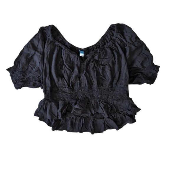 Old Navy Ruffle Coquette Prairie Cottage Whimsical Whimsigoth Poet Blouse 2X - Picture 2 of 6